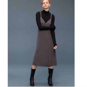 Aritzia Wilfred Astere Wrap Midi Dress Gray